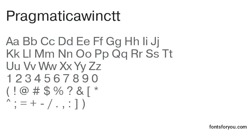 A fonte Pragmaticawinctt – alfabeto, números, caracteres especiais