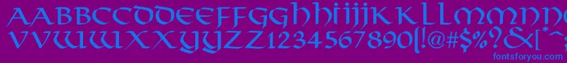 フォントNorse – 紫色の背景に青い文字