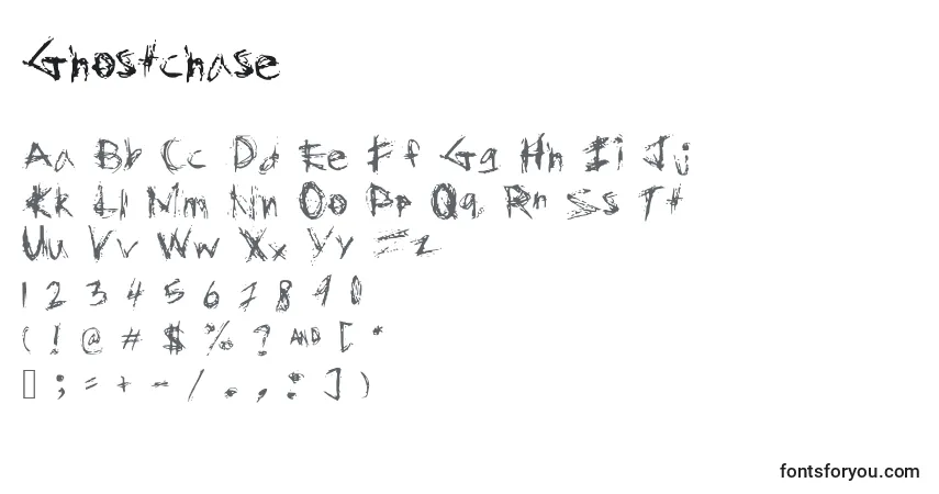 A fonte Ghostchase – alfabeto, números, caracteres especiais