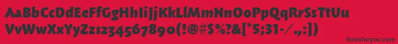 WoodlandmditcTtBold-Schriftart – Schwarze Schriften auf rotem Hintergrund