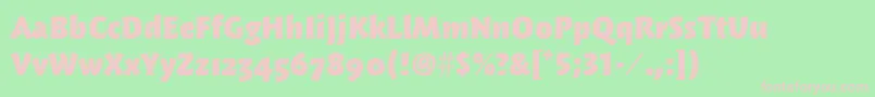 WoodlandmditcTtBold-fontti – vaaleanpunaiset fontit vihreällä taustalla