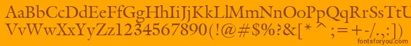 Tt0067m-Schriftart – Braune Schriften auf orangefarbenem Hintergrund