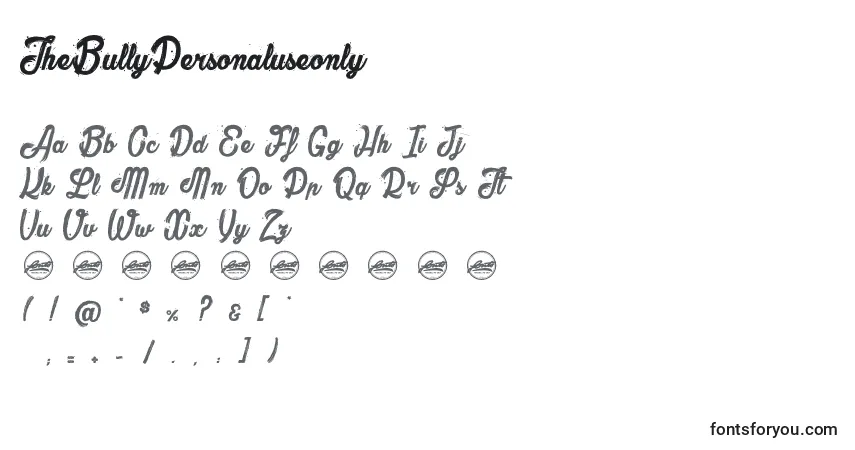 Czcionka TheBullyPersonaluseonly – alfabet, cyfry, specjalne znaki