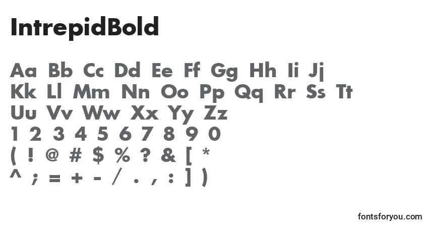 A fonte IntrepidBold – alfabeto, números, caracteres especiais