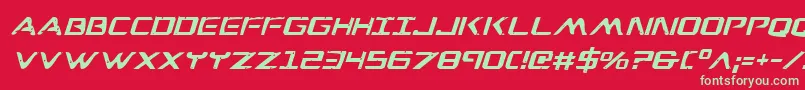 Fonte WarEagleItalic – fontes verdes em um fundo vermelho