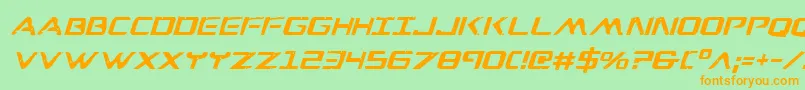 Fonte WarEagleItalic – fontes laranjas em um fundo verde