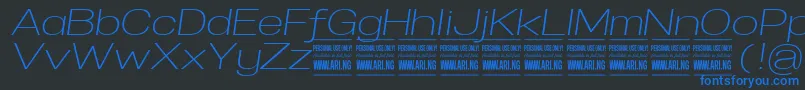 SpecifypersonalExplightitalic Font – Blue Fonts on Black Background