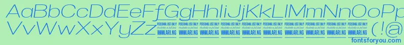 SpecifypersonalExplightitalic Font – Blue Fonts on Green Background