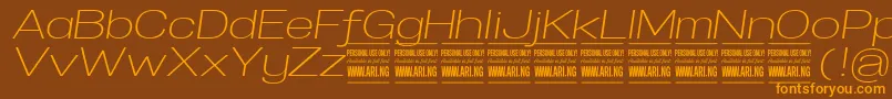 SpecifypersonalExplightitalic Font – Orange Fonts on Brown Background