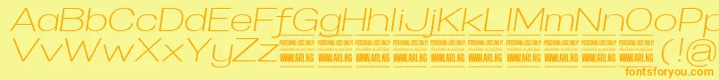 SpecifypersonalExplightitalic Font – Orange Fonts on Yellow Background