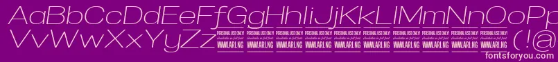 SpecifypersonalExplightitalic Font – Pink Fonts on Purple Background