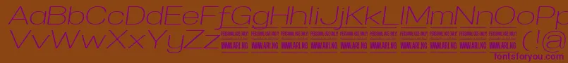 SpecifypersonalExplightitalic Font – Purple Fonts on Brown Background