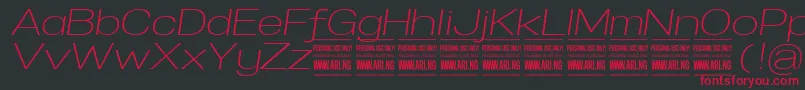 SpecifypersonalExplightitalic Font – Red Fonts on Black Background