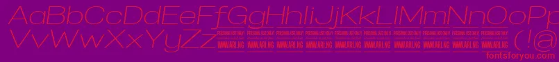 SpecifypersonalExplightitalic Font – Red Fonts on Purple Background