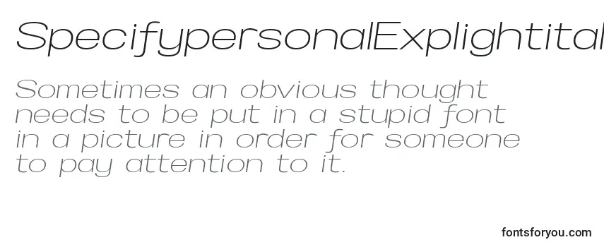 Review of the SpecifypersonalExplightitalic Font