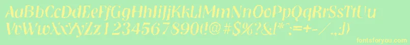 フォントNashvillerandomItalic – 黄色の文字が緑の背景にあります
