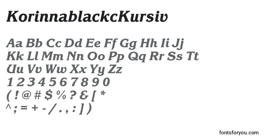 Fuente KorinnablackcKursiv - alfabeto, números, caracteres especiales