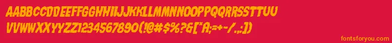 Nightmarealleyital-Schriftart – Orangefarbene Schriften auf rotem Hintergrund