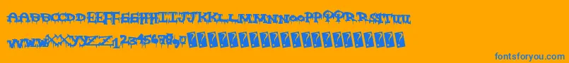 Freakynight Font – Blue Fonts on Orange Background