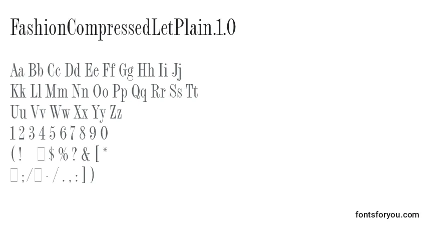 Schriftart FashionCompressedLetPlain.1.0 – Alphabet, Zahlen, spezielle Symbole