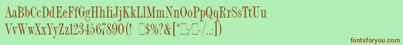 FashionCompressedLetPlain.1.0 Font – Brown Fonts on Green Background