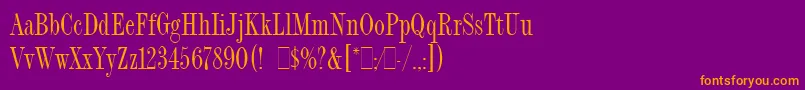 FashionCompressedLetPlain.1.0 Font – Orange Fonts on Purple Background