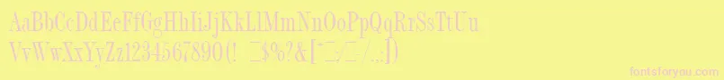 FashionCompressedLetPlain.1.0-fontti – vaaleanpunaiset fontit keltaisella taustalla
