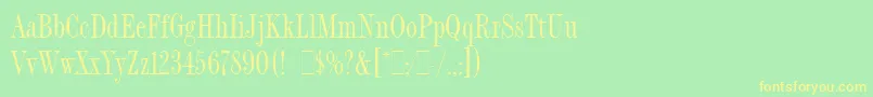 Шрифт FashionCompressedLetPlain.1.0 – жёлтые шрифты на зелёном фоне