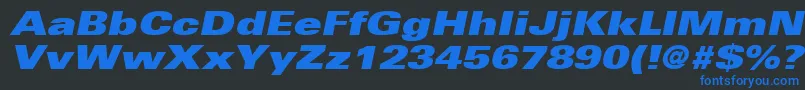 UniversLt93ExtraBlackExtendedOblique Font – Blue Fonts on Black Background