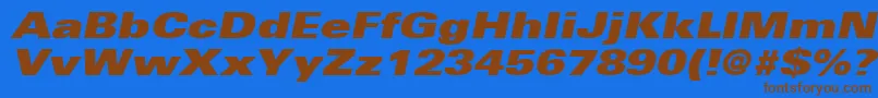 UniversLt93ExtraBlackExtendedOblique Font – Brown Fonts on Blue Background