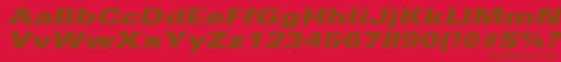 UniversLt93ExtraBlackExtendedOblique Font – Brown Fonts on Red Background