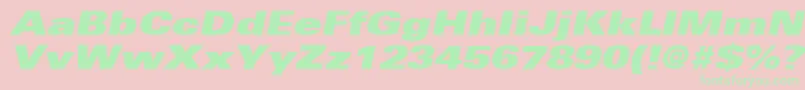 UniversLt93ExtraBlackExtendedOblique Font – Green Fonts on Pink Background