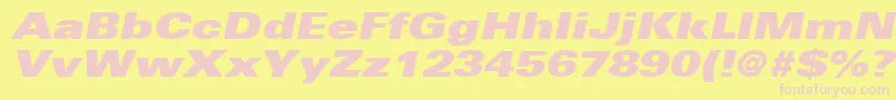 UniversLt93ExtraBlackExtendedOblique Font – Pink Fonts on Yellow Background