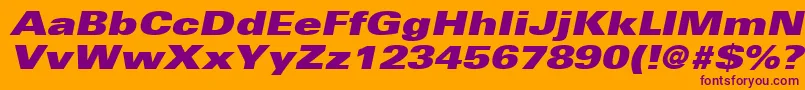 UniversLt93ExtraBlackExtendedOblique Font – Purple Fonts on Orange Background