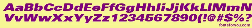 UniversLt93ExtraBlackExtendedOblique Font – Purple Fonts on Yellow Background