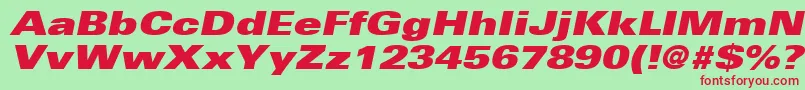 UniversLt93ExtraBlackExtendedOblique Font – Red Fonts on Green Background