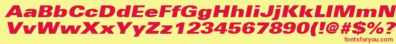 UniversLt93ExtraBlackExtendedOblique Font – Red Fonts on Yellow Background