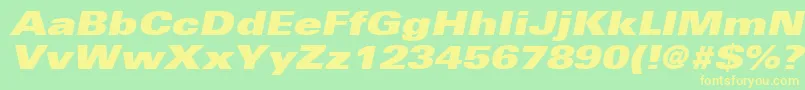 UniversLt93ExtraBlackExtendedOblique Font – Yellow Fonts on Green Background