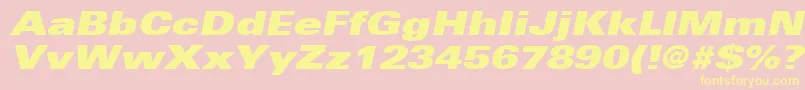 UniversLt93ExtraBlackExtendedOblique Font – Yellow Fonts on Pink Background