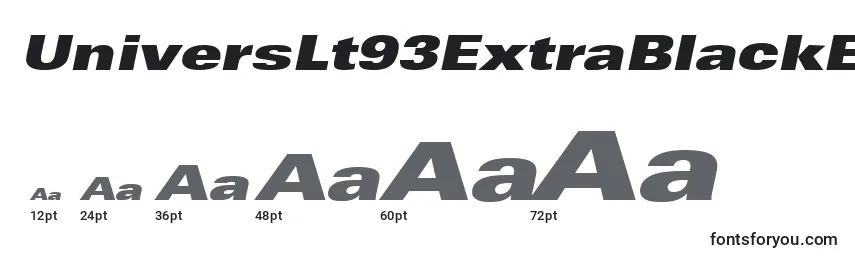 UniversLt93ExtraBlackExtendedOblique Font Sizes