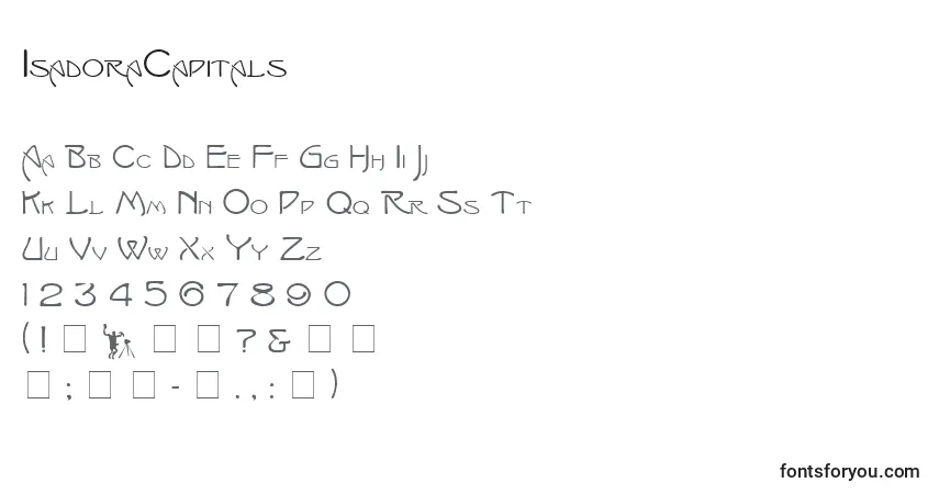 Fuente IsadoraCapitals - alfabeto, números, caracteres especiales