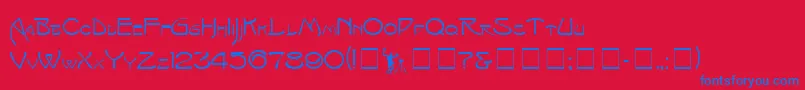 Fonte IsadoraCapitals – fontes azuis em um fundo vermelho