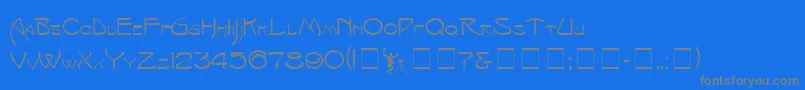 IsadoraCapitals-Schriftart – Graue Schriften auf blauem Hintergrund