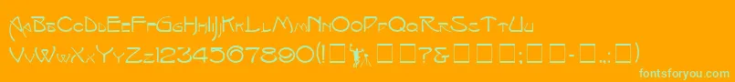 IsadoraCapitals Font – Green Fonts on Orange Background