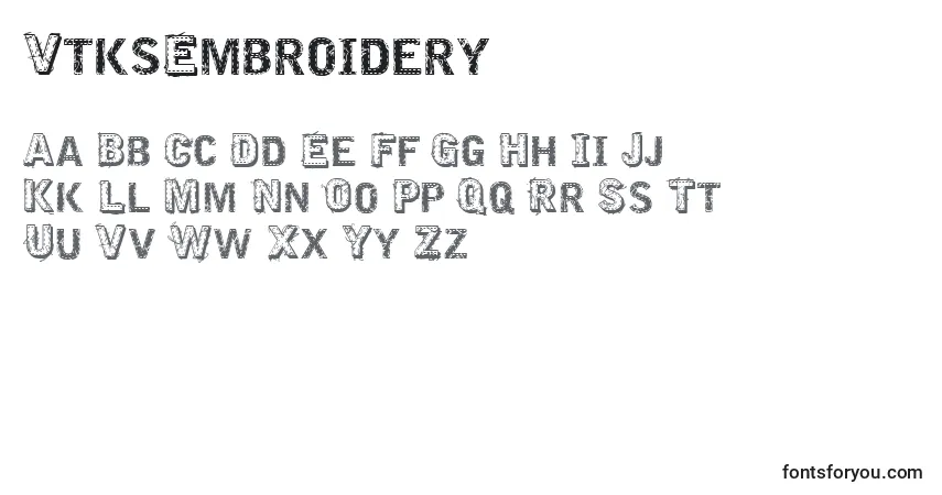 A fonte VtksEmbroidery – alfabeto, números, caracteres especiais