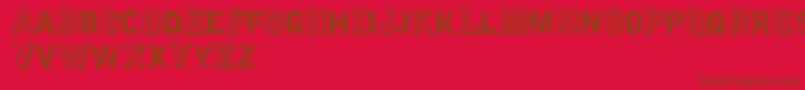 VtksEmbroidery-Schriftart – Braune Schriften auf rotem Hintergrund