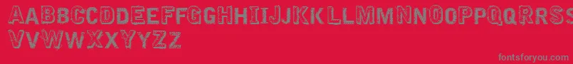 VtksEmbroidery Font – Gray Fonts on Red Background