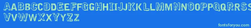 VtksEmbroidery Font – Green Fonts on Blue Background