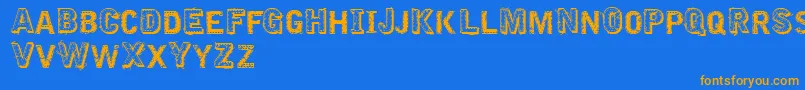 VtksEmbroidery Font – Orange Fonts on Blue Background