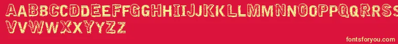 VtksEmbroidery Font – Yellow Fonts on Red Background